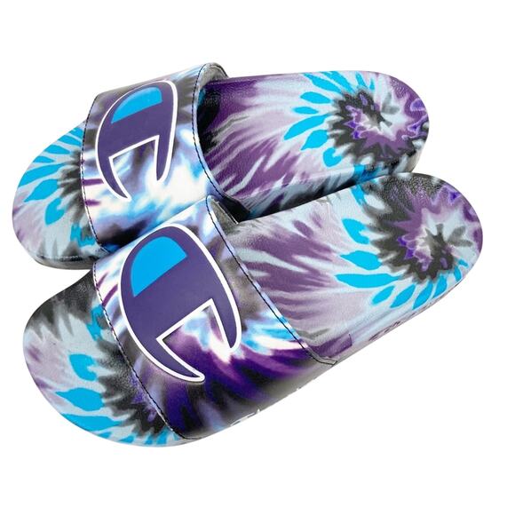 Champion Purple Blue Tie Dye Slides Sz 6 - Picture 3 of 6